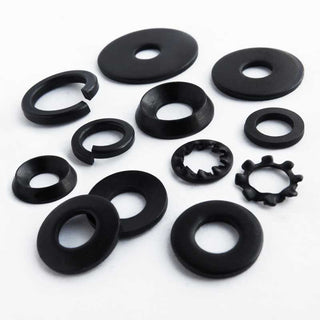 black stainless steel spring washers, flat washers, solid cup washers, conical washers, internal tooth washers.