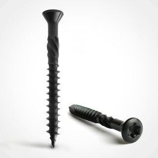 Black Stainless Steel Decking Screws available in sizes 4x40mm, 5x50mm, 5x60mm, 5x70mm, 5x80mm